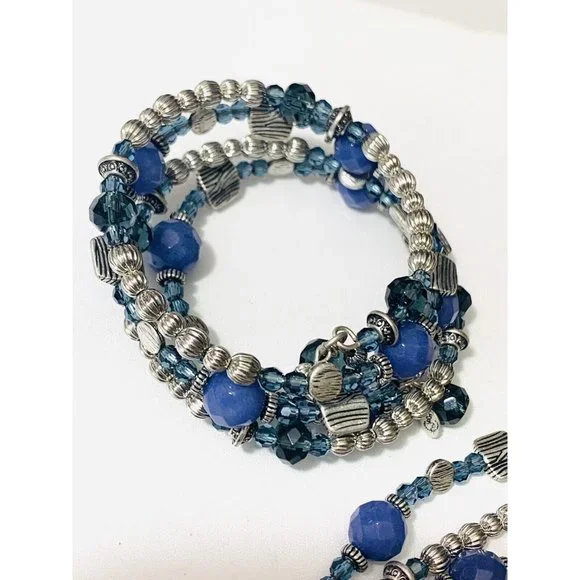 Antique PREMIER DESIGNS Blue Necklace Earrings and Bracelet Set - Picture 2 of 12